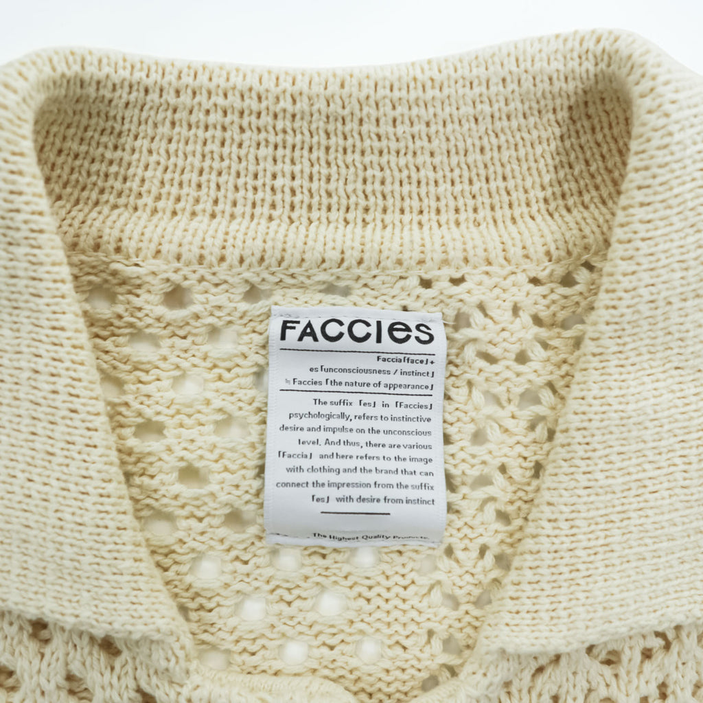 FACCIES 半袖 メッシュシャツ パッチワーク クロシェニット M ベージュ Re / C Mesh Pw Sh F23S07001 日本製 STUDIOUS取扱い