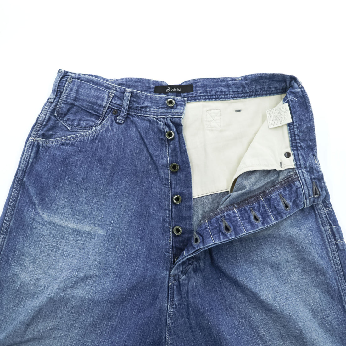 Johnbull 日本製 サルエル デニム カーゴパンツ M インディゴ ブルー シンチバック ボタンフライ