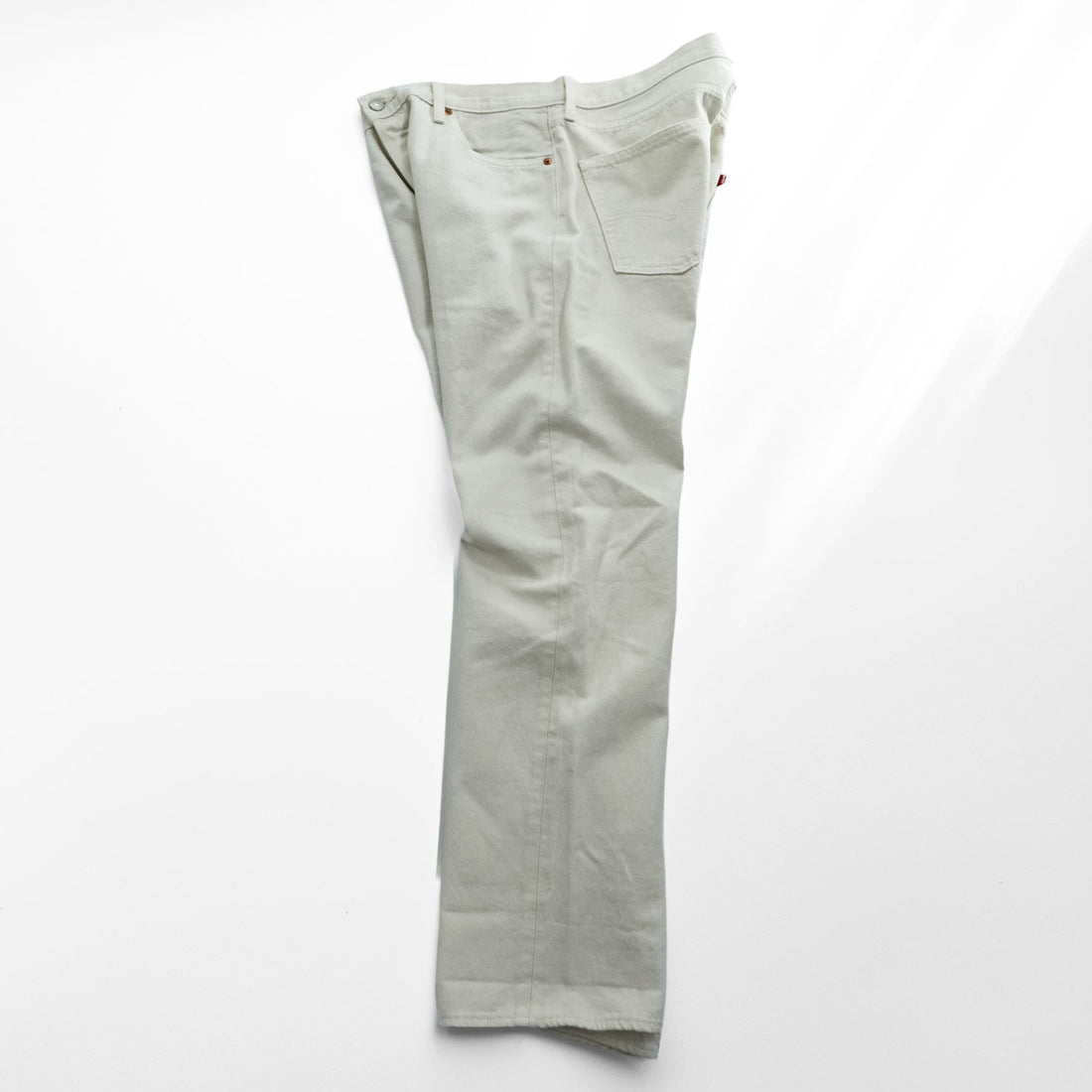 Levi's ビッグE ホワイト デニムパンツ ジーンズ L レザーパッチ ボタンフライ PREMIUM 00501-3279