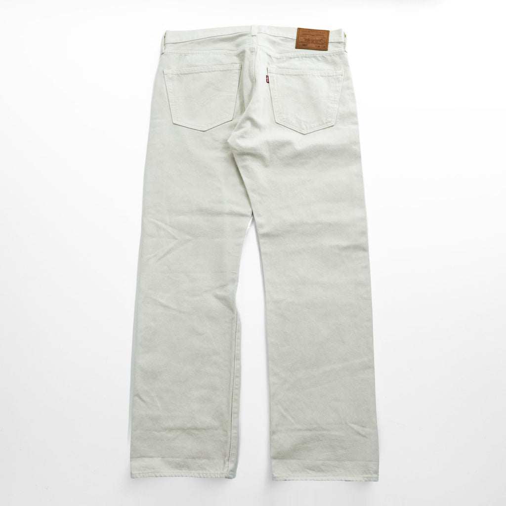 Levi's ビッグE ホワイト デニムパンツ ジーンズ L レザーパッチ ボタンフライ PREMIUM 00501-3279
