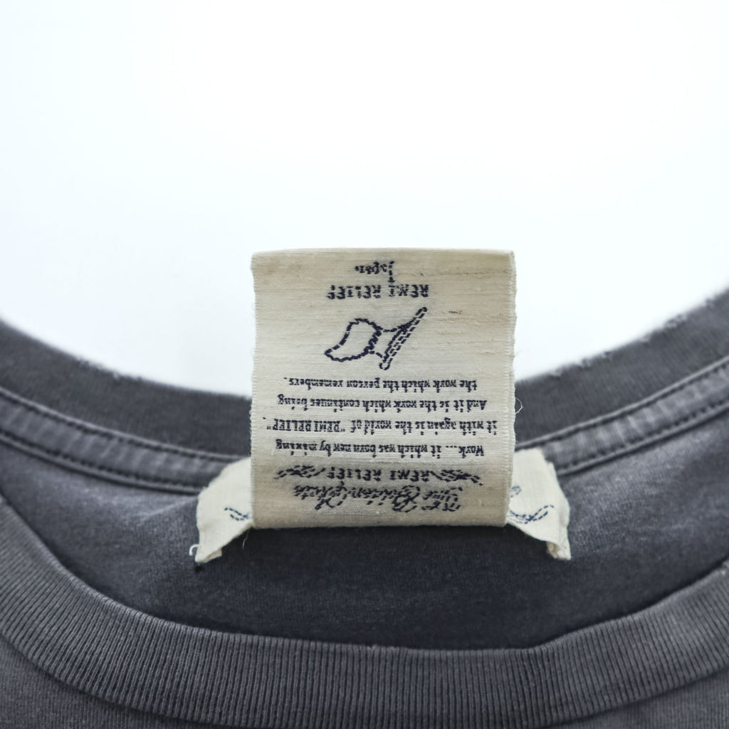REMI RELIEF 日本製 ヴィンテージ加工 ポケット Tシャツ M グレー ネイビー シングルステッチ SP加工