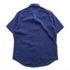 Ralph Lauren リネン100% 半袖シャツ CLASSIC FIT L ネイビー 麻 ポニー ロゴ 刺繍 ボタンダウン