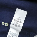 Ralph Lauren リネン100% 半袖シャツ CLASSIC FIT L ネイビー 麻 ポニー ロゴ 刺繍 ボタンダウン