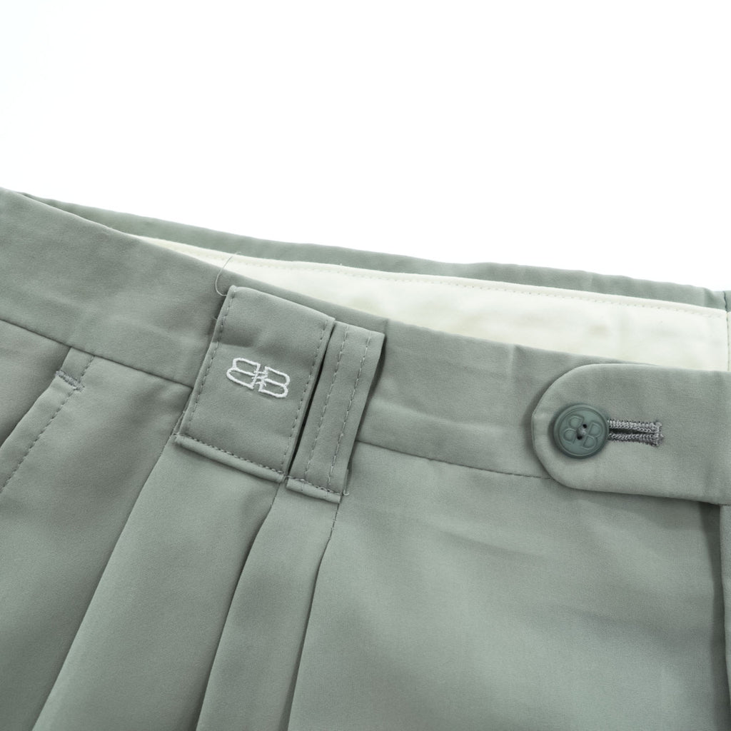 Vintage Balenciaga Sports Double-Pleated Wide Trousers Grayish Green Size 91 Made in Japan