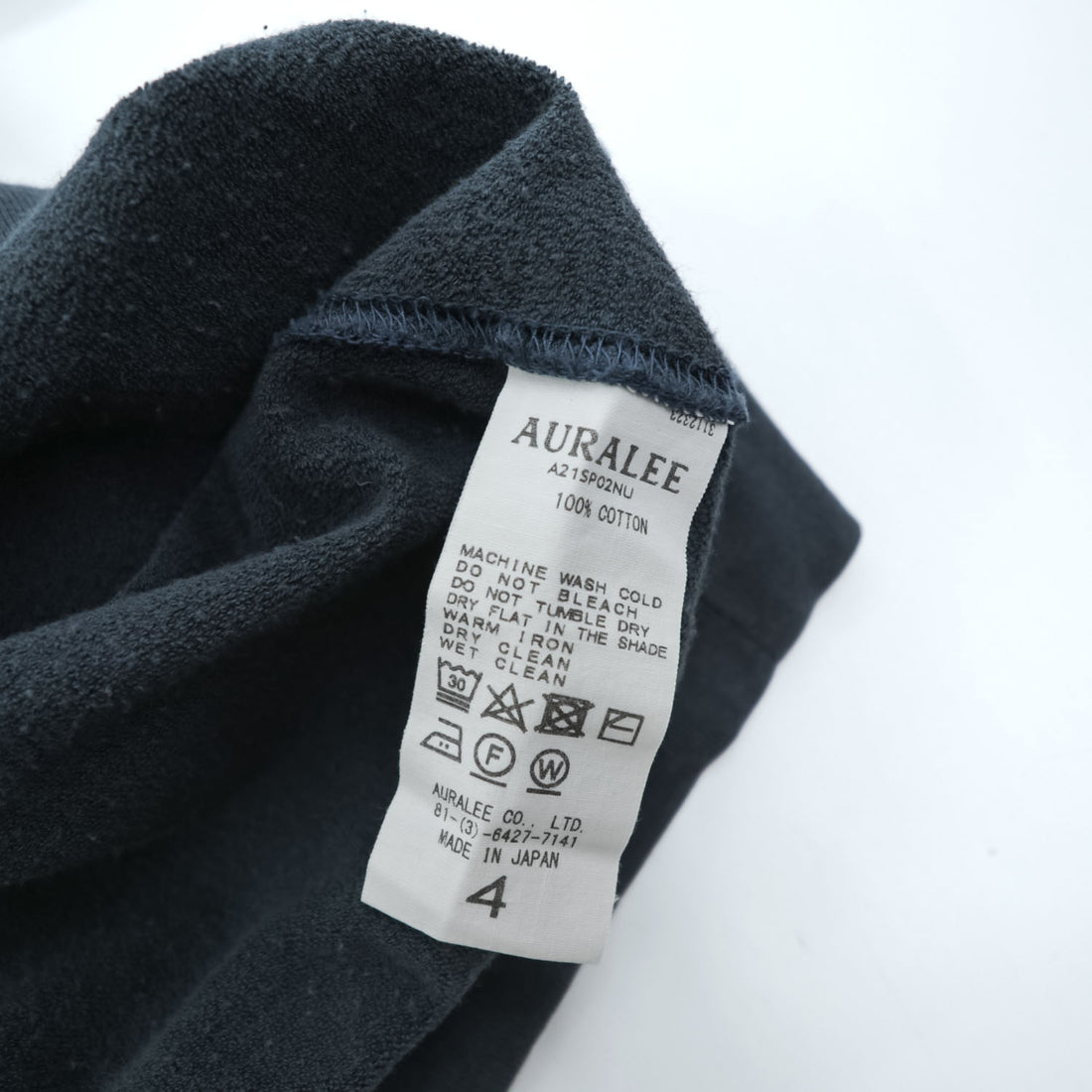 AURALEE 日本製 Tシャツ SUPER HIGH GAUGE NAPPED SWEAT TEE 半袖スウェット L ダークブルー シングルステッチ A21SP02NU 未使用品