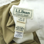 L.L.Bean 2タック ワイド チノパンツ L ベージュ プリーツ HIDDEN CONFORT WAIST WRINKLE FREE 形態安定 238076 未使用品