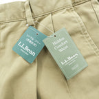 L.L.Bean 2タック ワイド チノパンツ L ベージュ プリーツ HIDDEN CONFORT WAIST WRINKLE FREE 形態安定 238076 未使用品