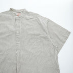 HINSON Quality Garments Band Collar Striped Short Sleeve Pullover Shirt Size M