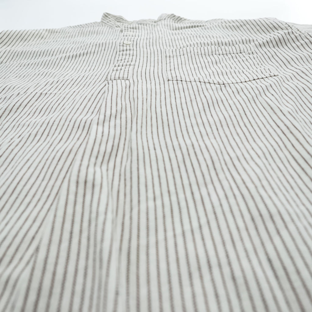 HINSON Quality Garments Band Collar Striped Short Sleeve Pullover Shirt Size M