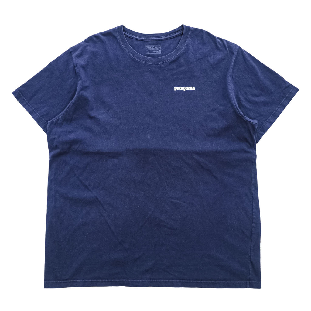 Patagonia P-6ロゴ オーガニックコットン Tシャツ XL ネイビー バックプリント REGULAR FIT