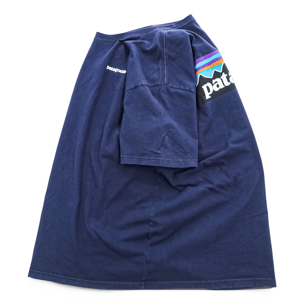 Patagonia P-6ロゴ オーガニックコットン Tシャツ XL ネイビー バックプリント REGULAR FIT