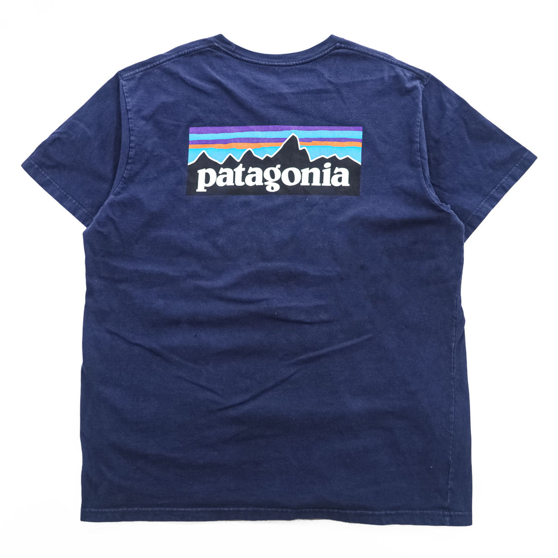 Patagonia P-6ロゴ オーガニックコットン Tシャツ XL ネイビー バックプリント REGULAR FIT
