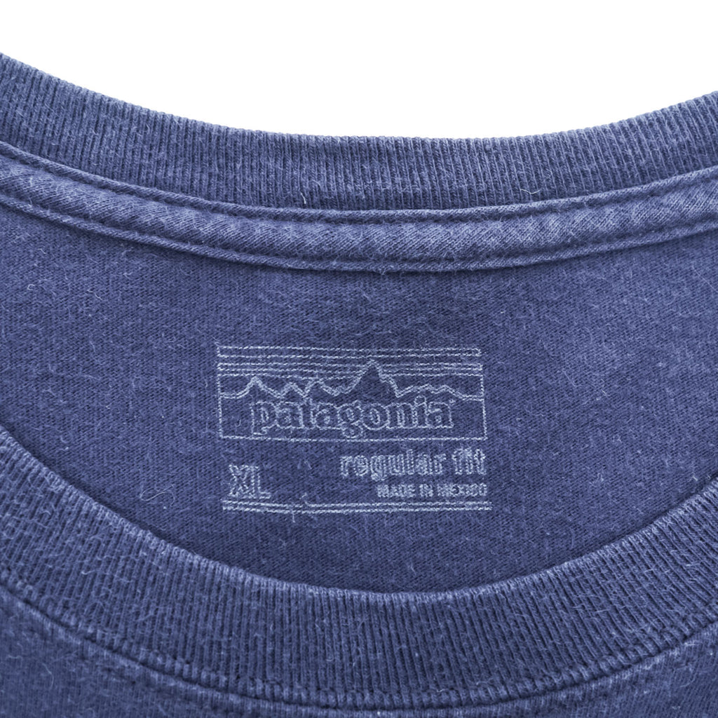 Patagonia P-6ロゴ オーガニックコットン Tシャツ XL ネイビー バックプリント REGULAR FIT