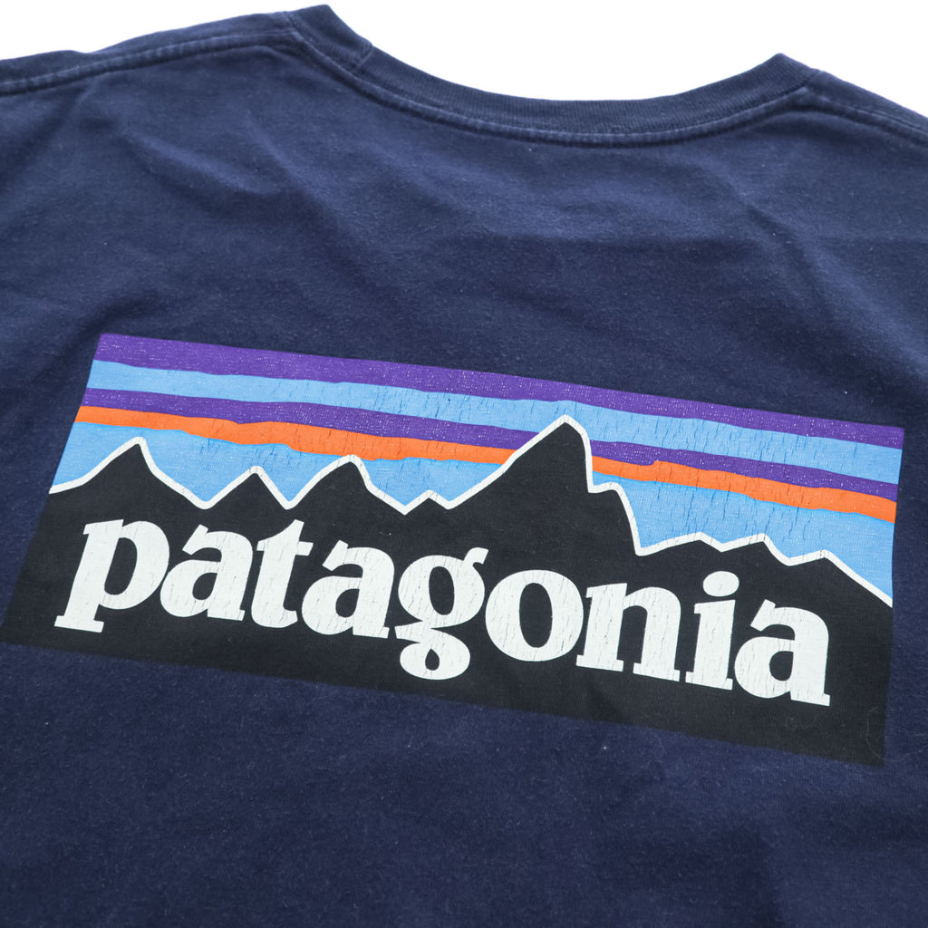 Patagonia P-6ロゴ オーガニックコットン Tシャツ XL ネイビー バックプリント REGULAR FIT