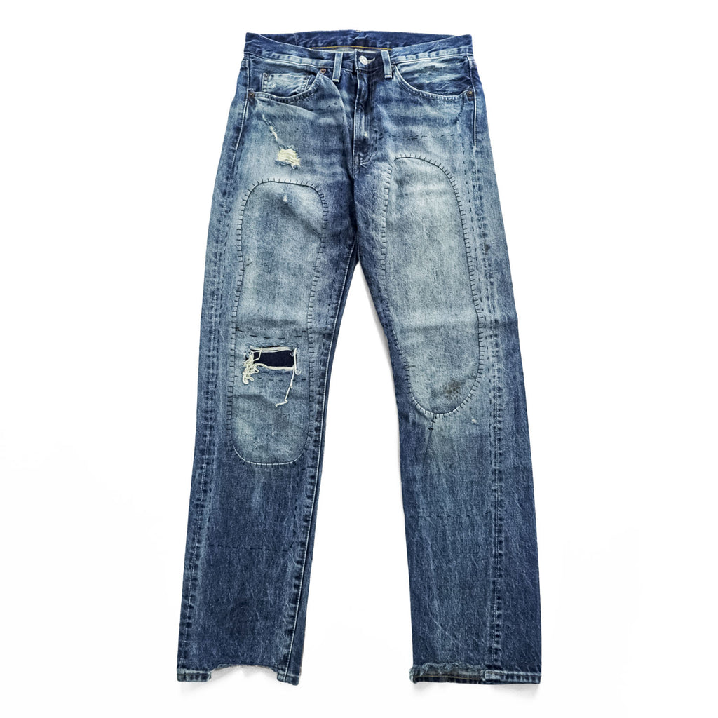 LEVI'S VINTAGE CLOTHING (LVC) Turkey-Made Denim Pants Jeans M Indigo Blue Vintage Wash Repaired Selvedge 501Z XX 1954 Model Reproduction Big E Red Tab 42TALON 50154-0076