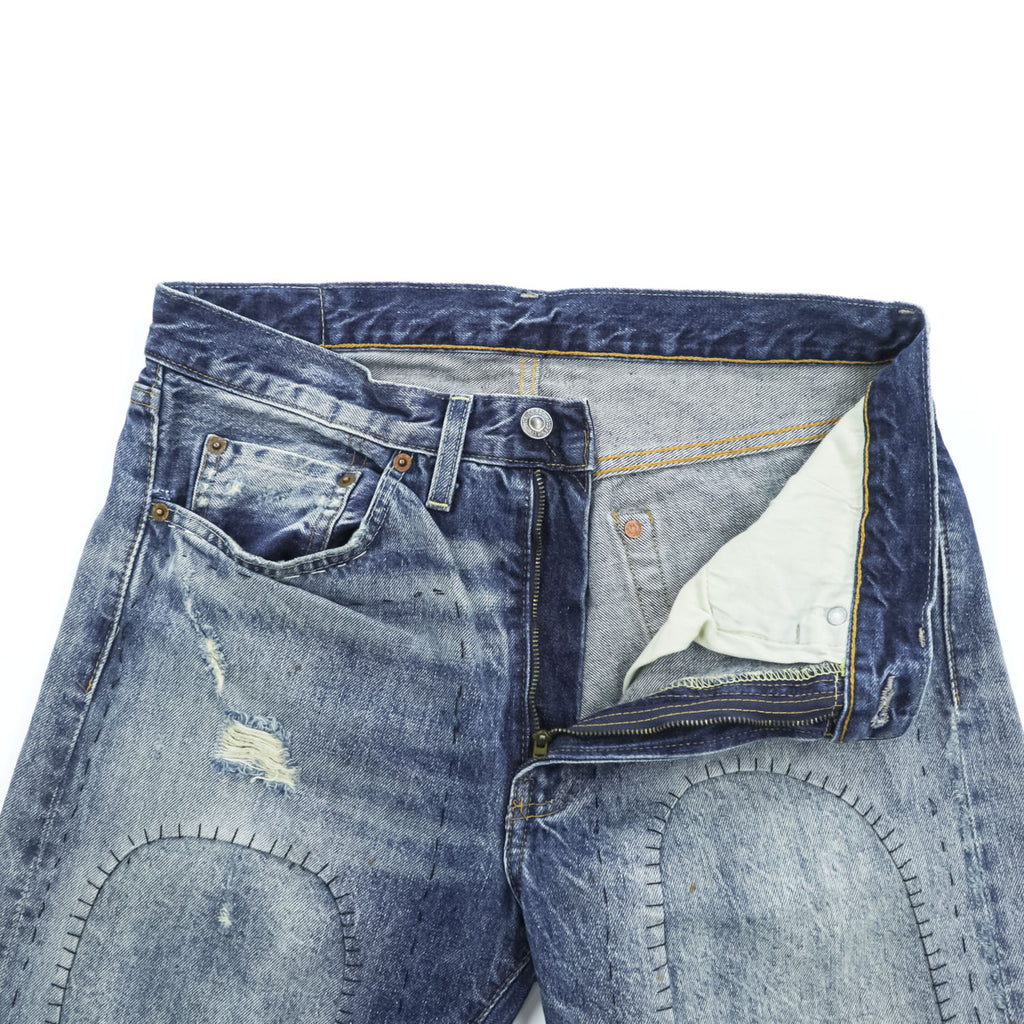 LEVI'S VINTAGE CLOTHING (LVC) Turkey-Made Denim Pants Jeans M Indigo Blue Vintage Wash Repaired Selvedge 501Z XX 1954 Model Reproduction Big E Red Tab 42TALON 50154-0076