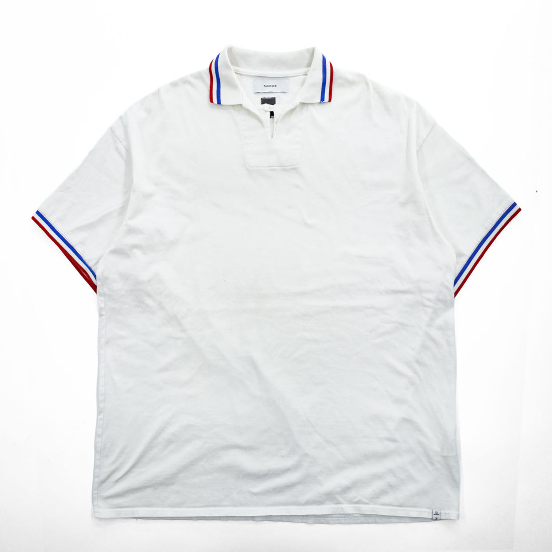FACETASM 日本製 ラインリブポロシャツ 半袖 Tシャツ FREE ホワイト ビッグサイズ ワイド FOOTBALL BIG TEE RB-TEE-U01