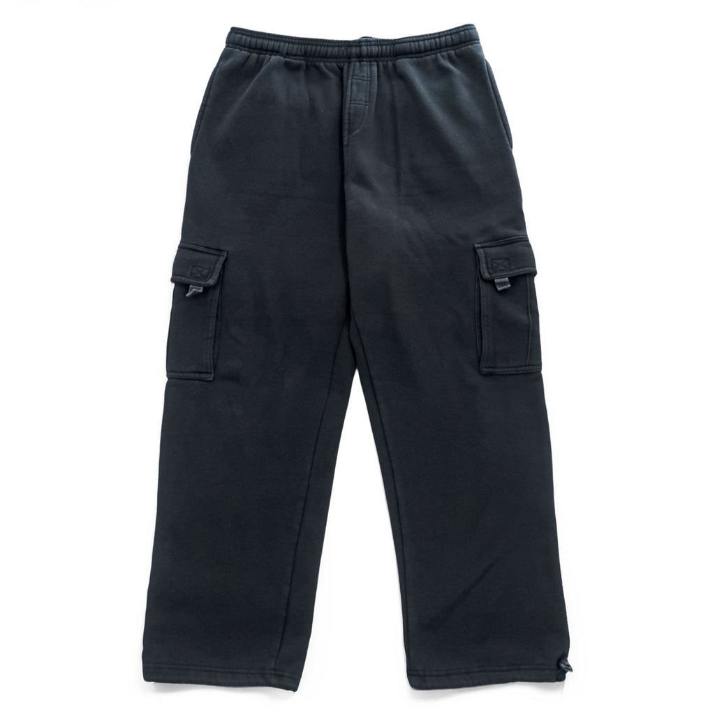 PRO TEAM Super Heavyweight Black Cargo Sweatpants Drawcord Hem Size L