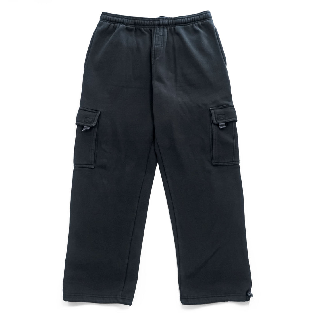 PRO TEAM Super Heavyweight Black Cargo Sweatpants Drawcord Hem Size L