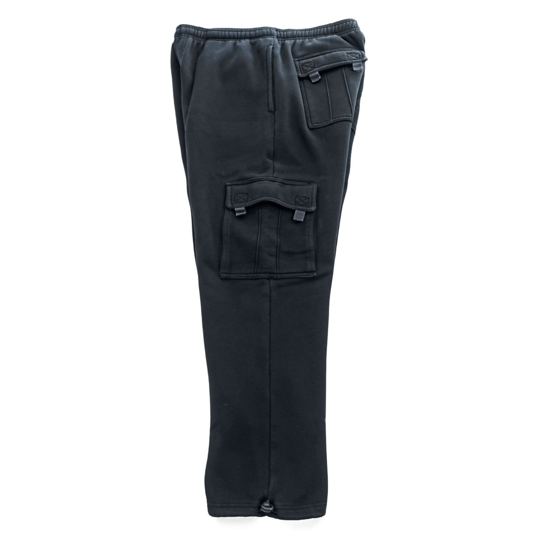 PRO TEAM Super Heavyweight Black Cargo Sweatpants Drawcord Hem Size L