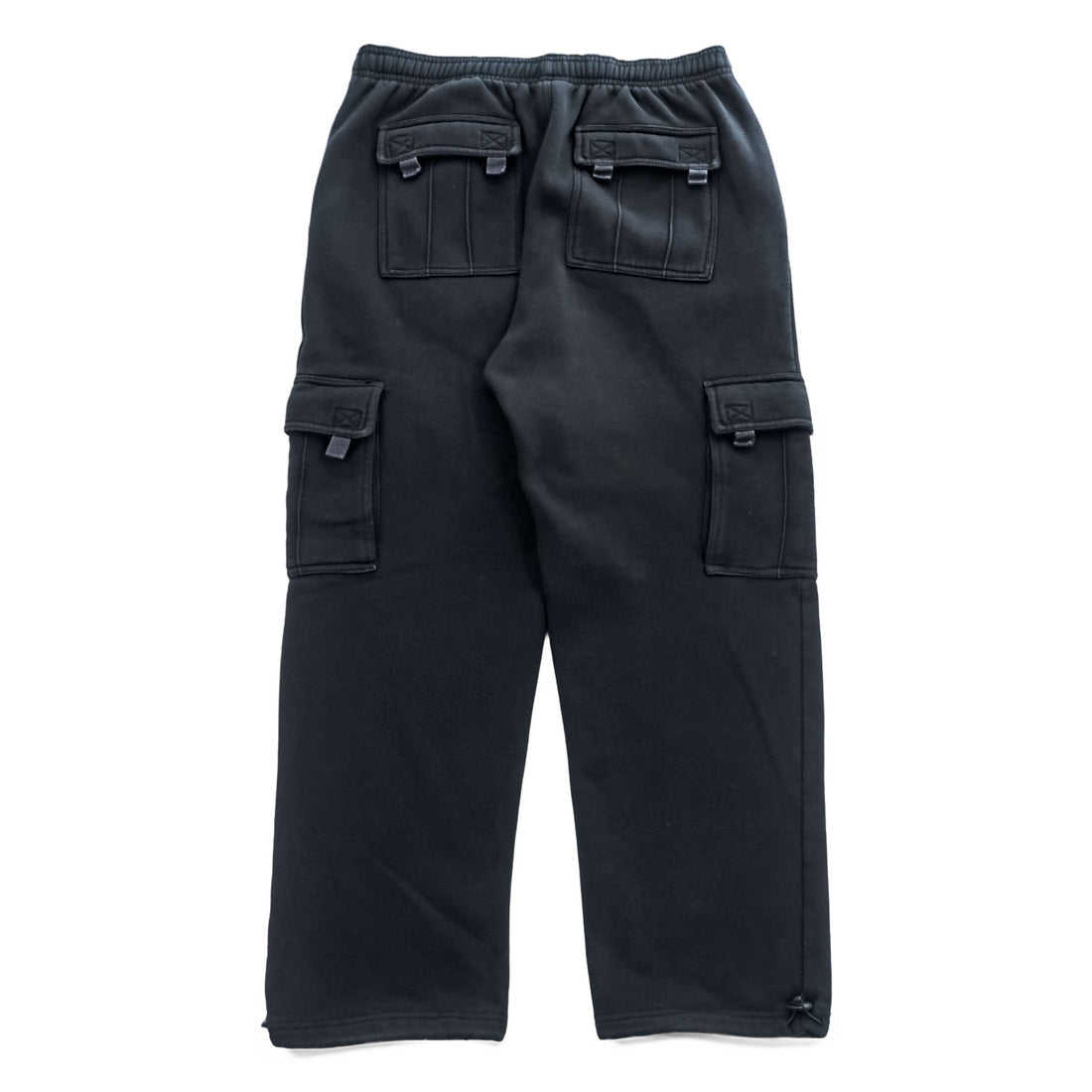 PRO TEAM Super Heavyweight Black Cargo Sweatpants Drawcord Hem Size L