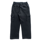 PRO TEAM Super Heavyweight Black Cargo Sweatpants Drawcord Hem Size L