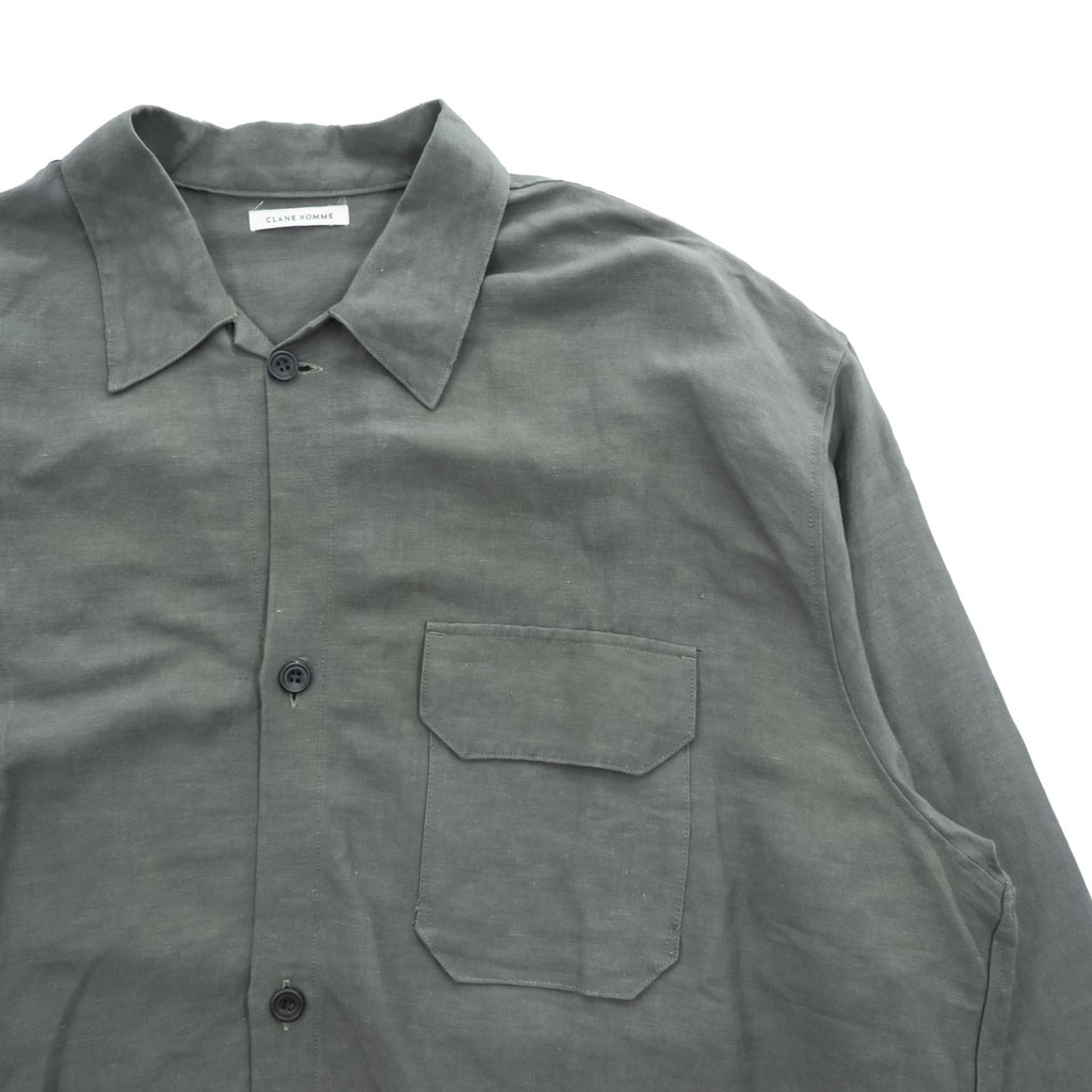CLANE HOMME 日本製 リネン 長袖シャツ M ワッシャー加工 STUDIOUS取扱い 28108-1111