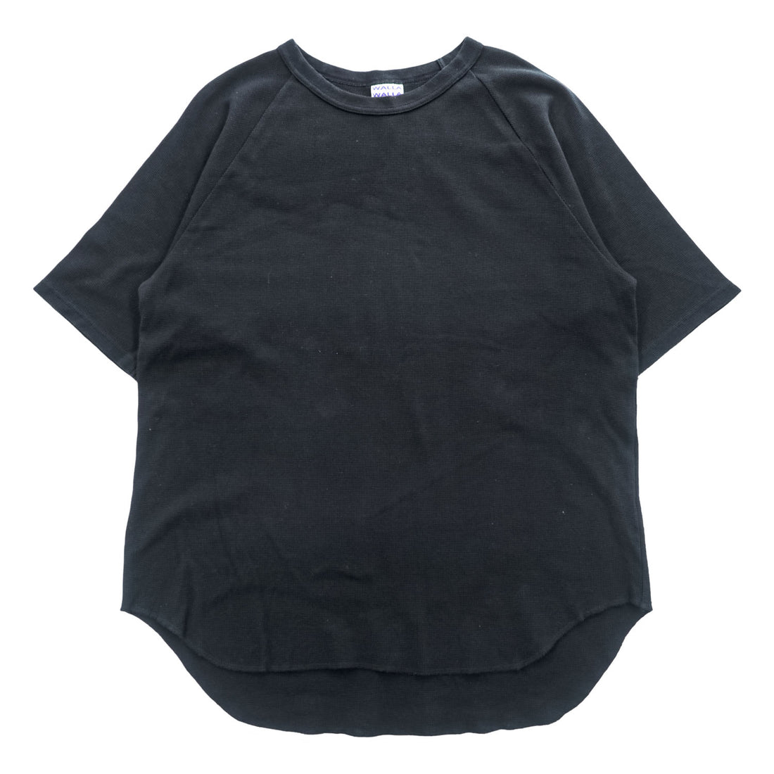 WALLA WALLA SPORT Short Sleeve Thermal T-Shirt Black Raglan Sleeve Made in Japan Size M