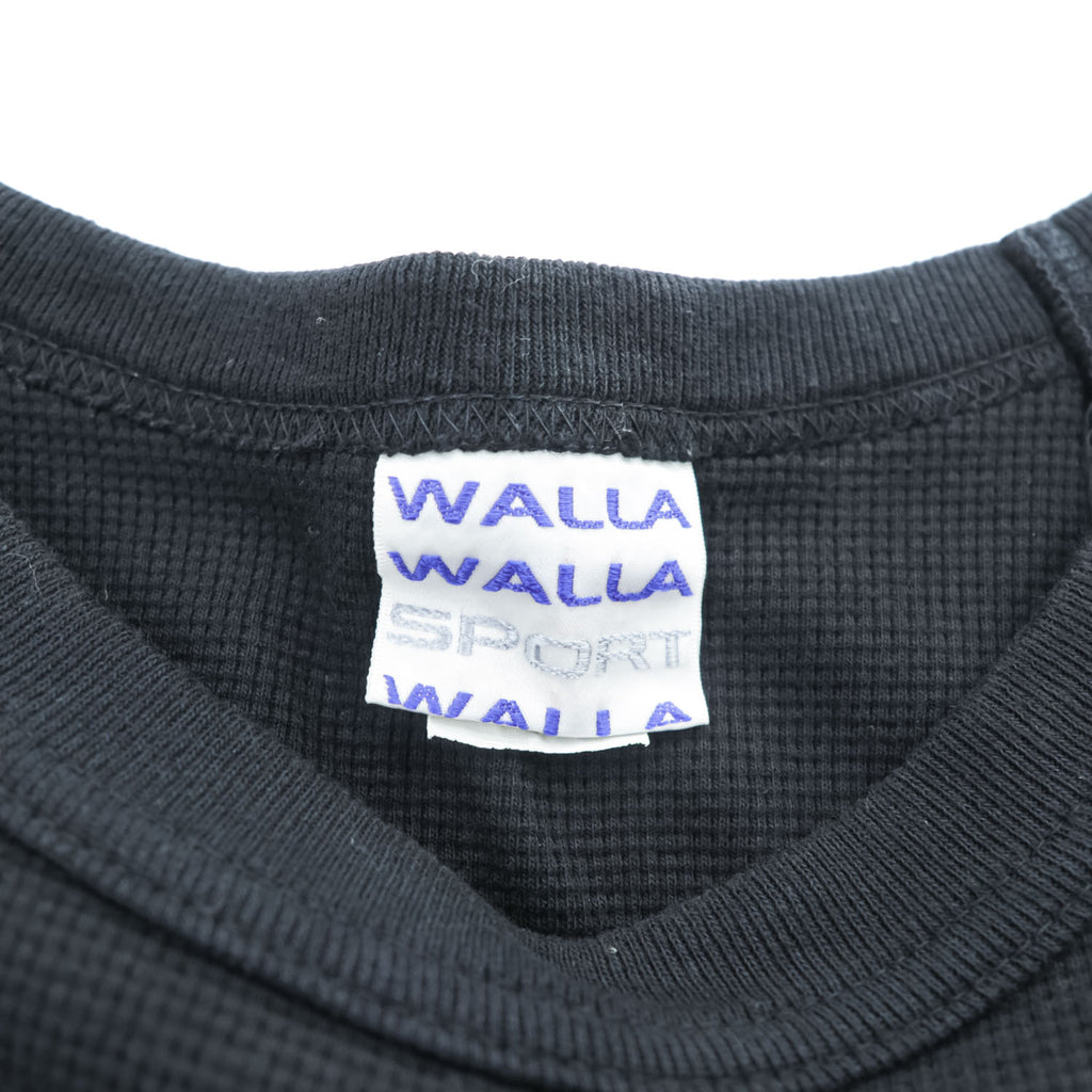 WALLA WALLA SPORT Short Sleeve Thermal T-Shirt Black Raglan Sleeve Made in Japan Size M