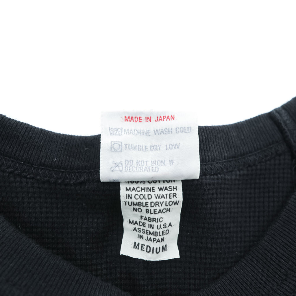 WALLA WALLA SPORT Short Sleeve Thermal T-Shirt Black Raglan Sleeve Made in Japan Size M