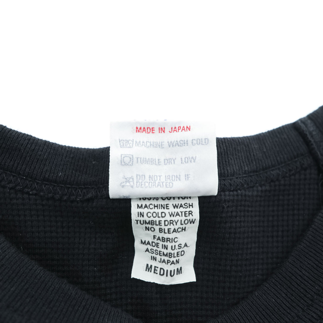 WALLA WALLA SPORT Short Sleeve Thermal T-Shirt Black Raglan Sleeve Made in Japan Size M