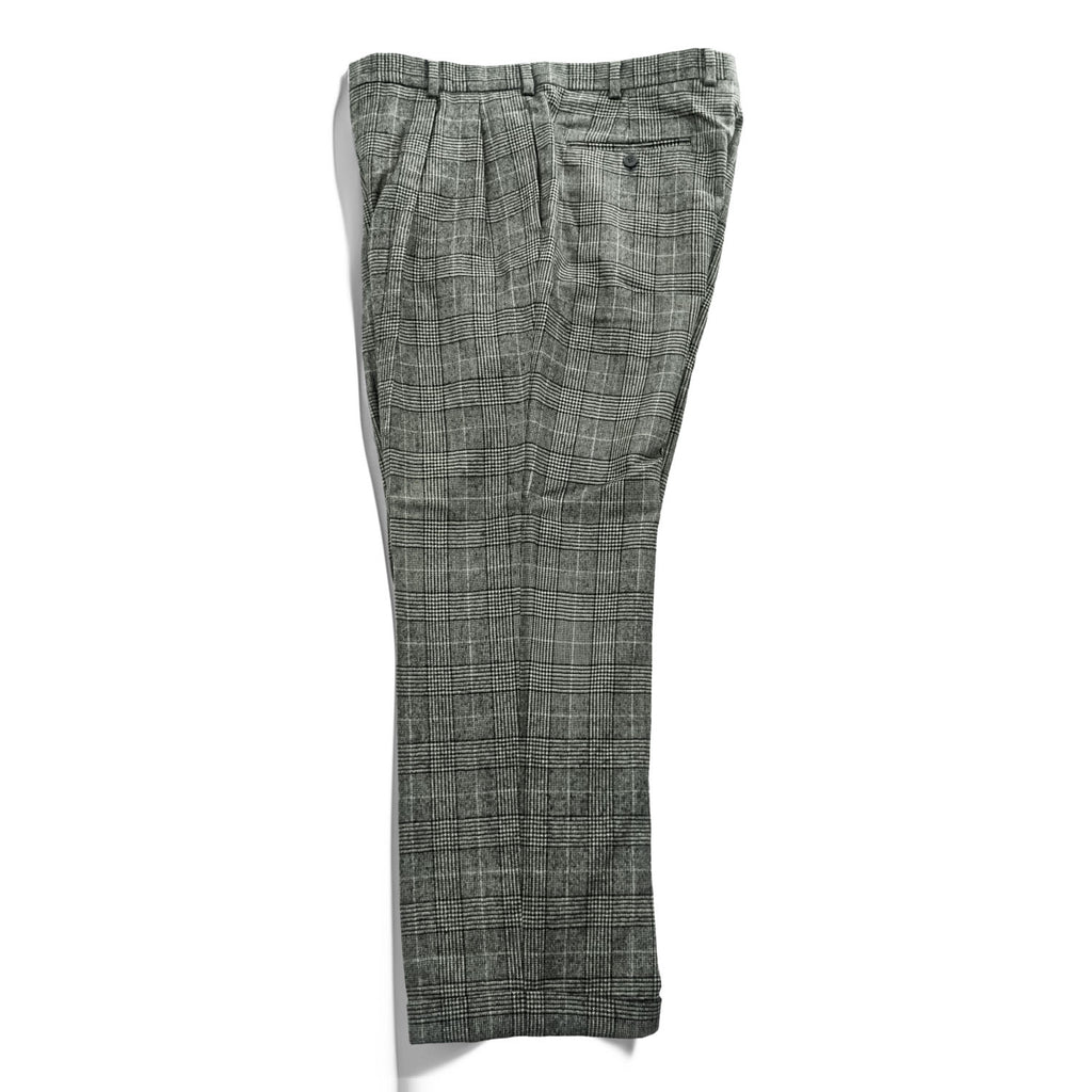 Brooks Brothers グレンチェック スラックス パンツ L グレー ワイド タック プリーツ ダブルカフス サスペンダーボタン