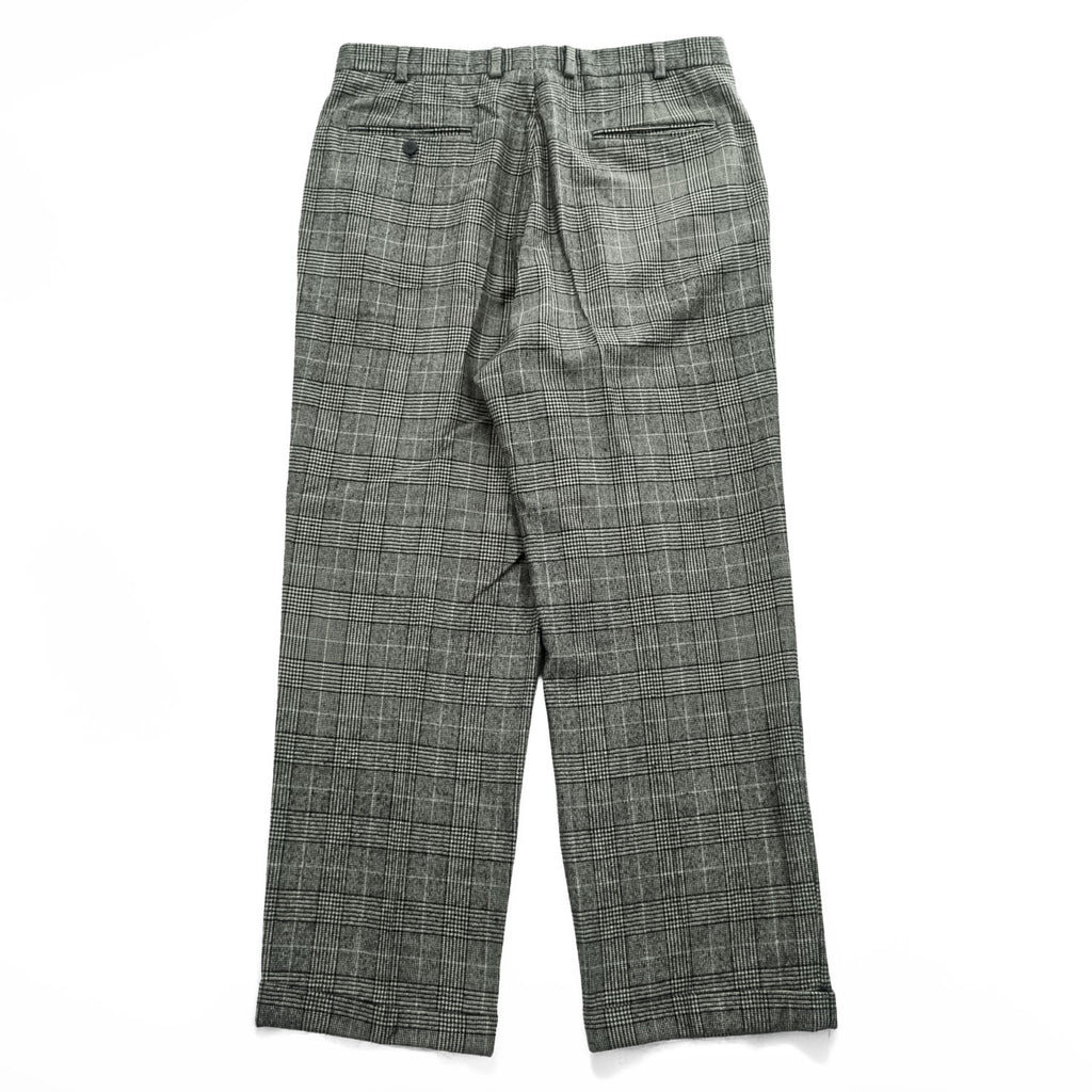 Brooks Brothers グレンチェック スラックス パンツ L グレー ワイド タック プリーツ ダブルカフス サスペンダーボタン