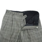 Brooks Brothers グレンチェック スラックス パンツ L グレー ワイド タック プリーツ ダブルカフス サスペンダーボタン