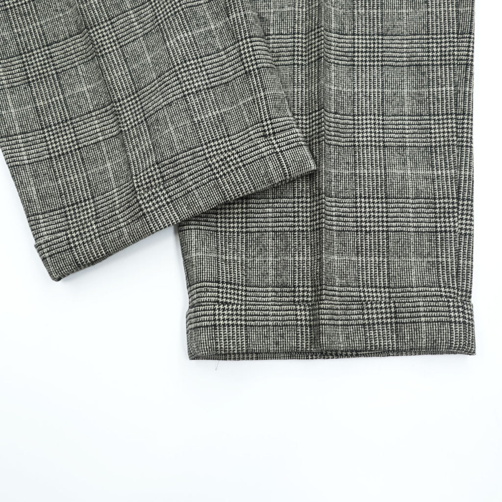 Brooks Brothers グレンチェック スラックス パンツ L グレー ワイド タック プリーツ ダブルカフス サスペンダーボタン