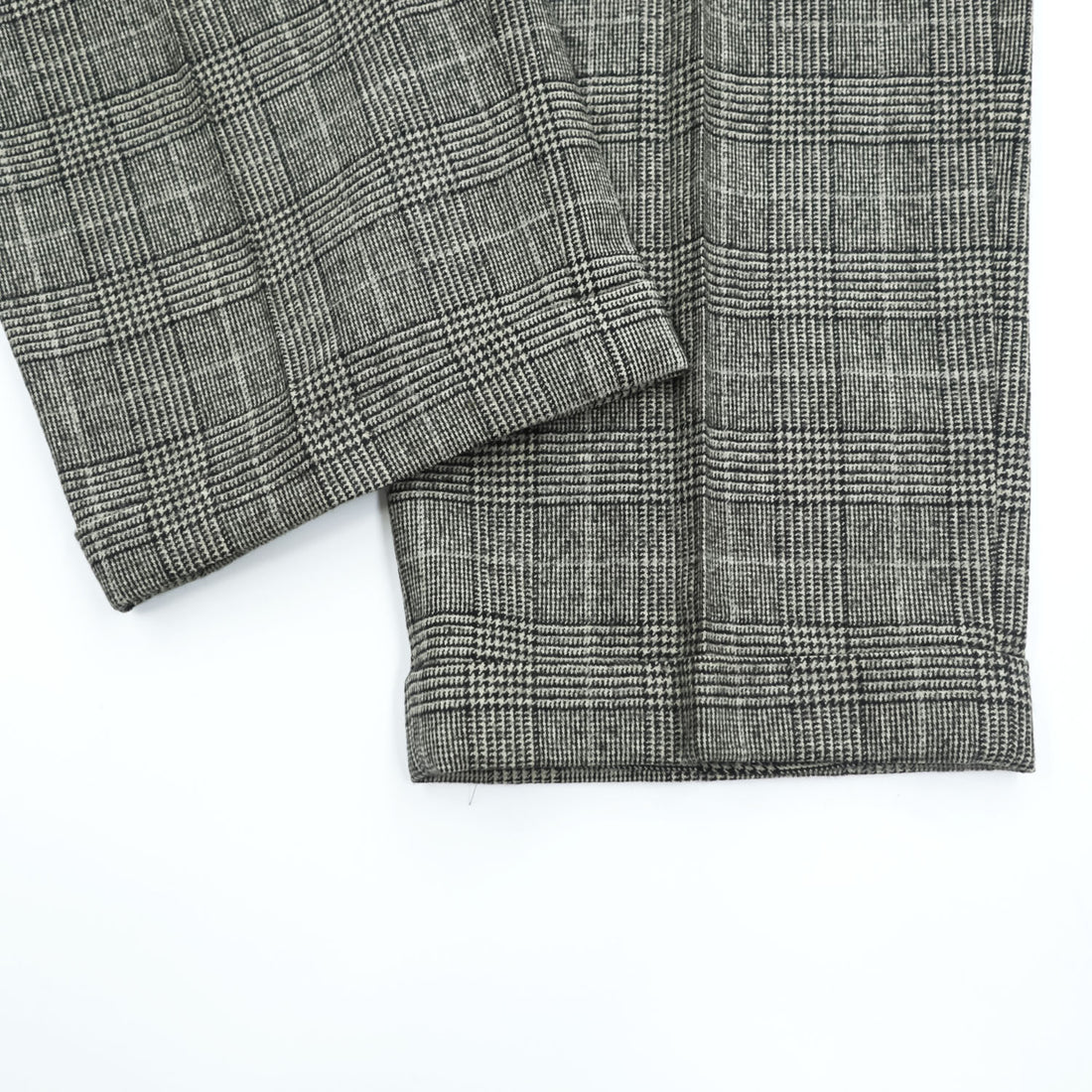 Brooks Brothers グレンチェック スラックス パンツ L グレー ワイド タック プリーツ ダブルカフス サスペンダーボタン