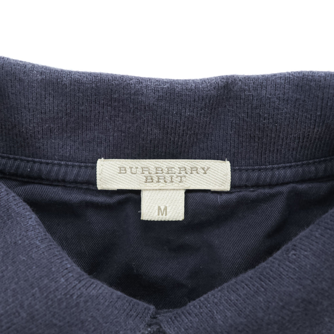 BURBERRY BRIT Embroidered Equestrian Knight Logo Striped Short Sleeve Polo Shirt Navy Gray Size M