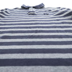 BURBERRY BRIT Embroidered Equestrian Knight Logo Striped Short Sleeve Polo Shirt Navy Gray Size M