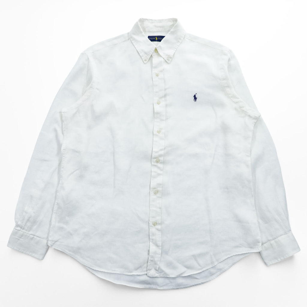 Ralph Lauren Long-Sleeve Shirt, Size L, White, Small Pony Logo Embroidery, Button-Down
