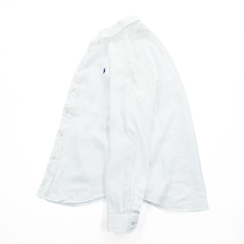 Ralph Lauren Long-Sleeve Shirt, Size L, White, Small Pony Logo Embroidery, Button-Down