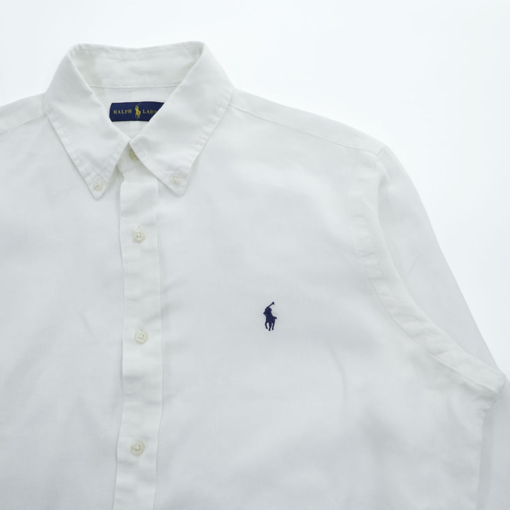 Ralph Lauren Long-Sleeve Shirt, Size L, White, Small Pony Logo Embroidery, Button-Down