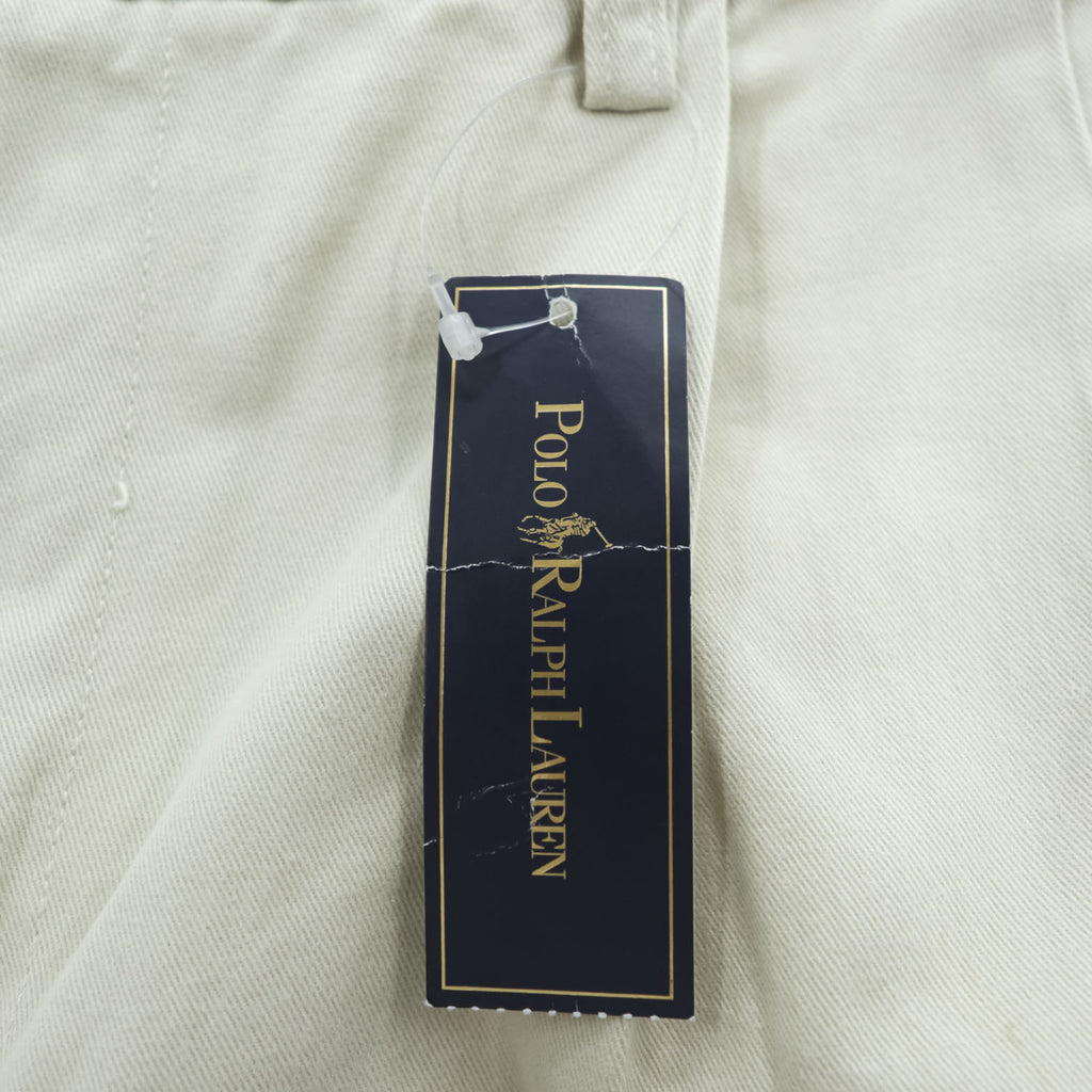 Polo Ralph Lauren 90s Vintage Chino Pants, Size L, Beige, Wide Leg, 2-Tuck Pleats, Double Cuffs, Hammond Pant, Unused.