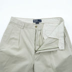 Polo Ralph Lauren 90s Vintage Chino Pants, Size L, Beige, Wide Leg, 2-Tuck Pleats, Double Cuffs, Hammond Pant, Unused.