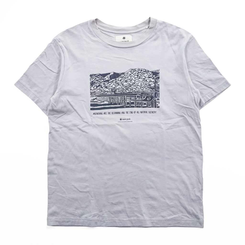 snow peak 日本製 ランドステーション Tシャツ L グレー 京都嵐山 限定 TS-20SU805