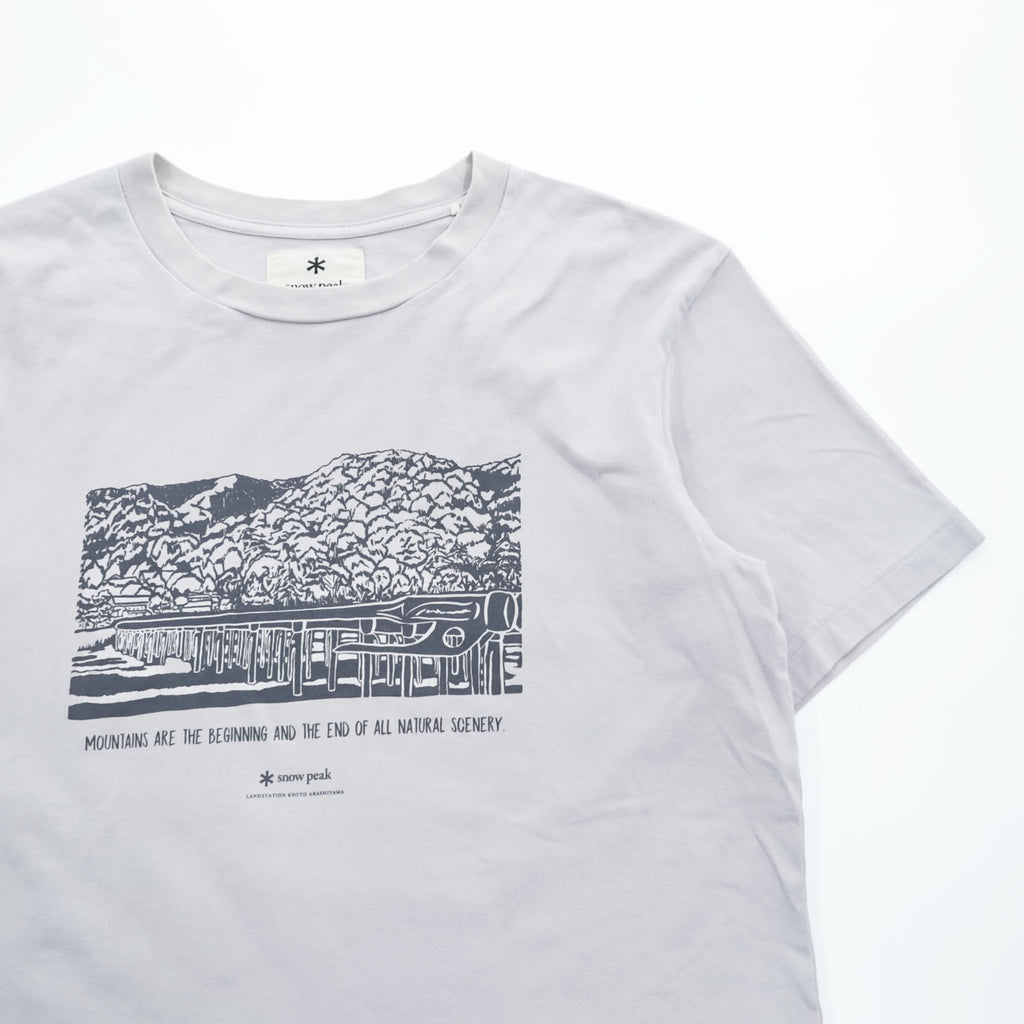 snow peak 日本製 ランドステーション Tシャツ L グレー 京都嵐山 限定 TS-20SU805