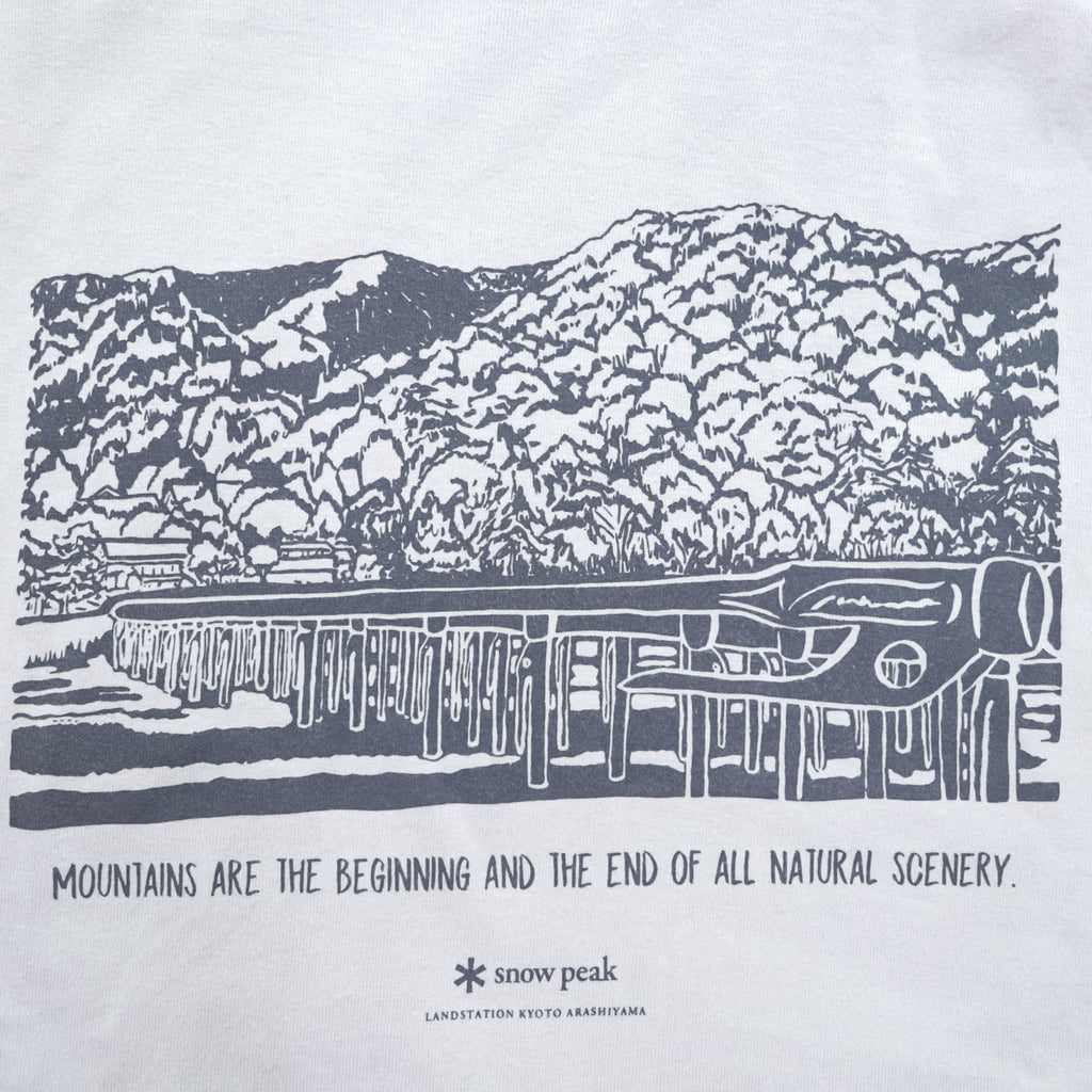 snow peak 日本製 ランドステーション Tシャツ L グレー 京都嵐山 限定 TS-20SU805