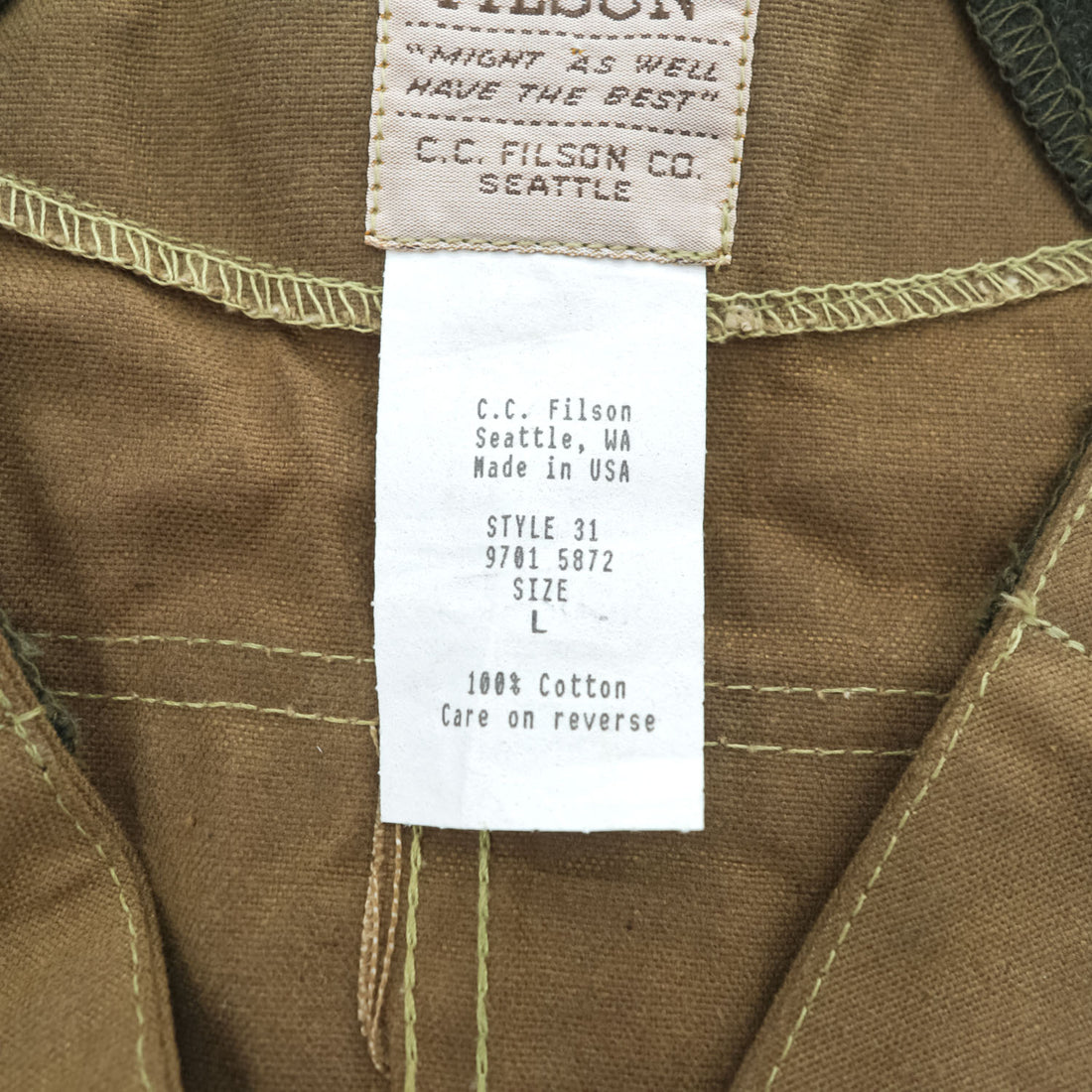 1997 Filson Style 31 Tin Cloth Hunting Vest USA Made L Waxed Cotton W/Tags