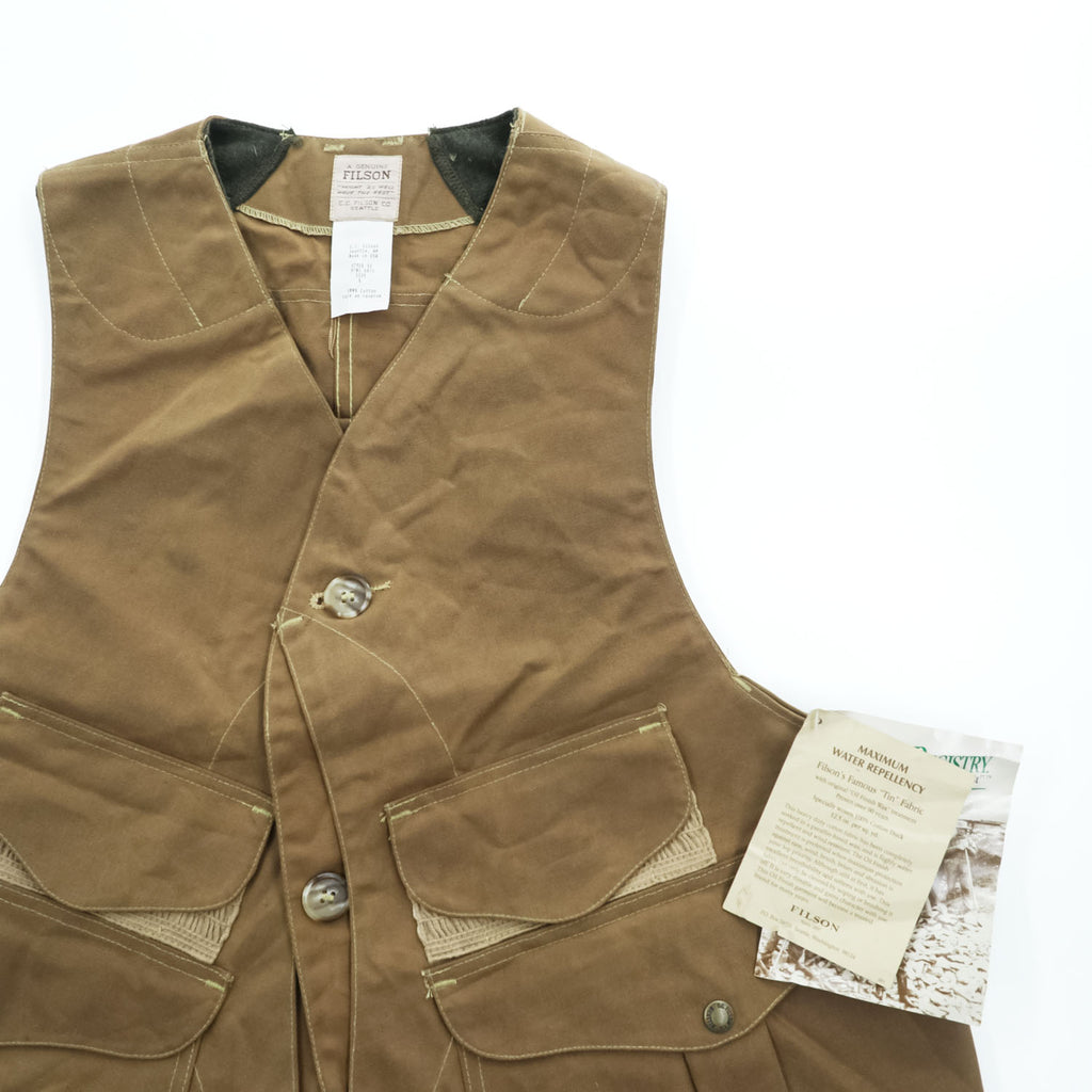 1997 Filson Style 31 Tin Cloth Hunting Vest USA Made L Waxed Cotton W/Tags