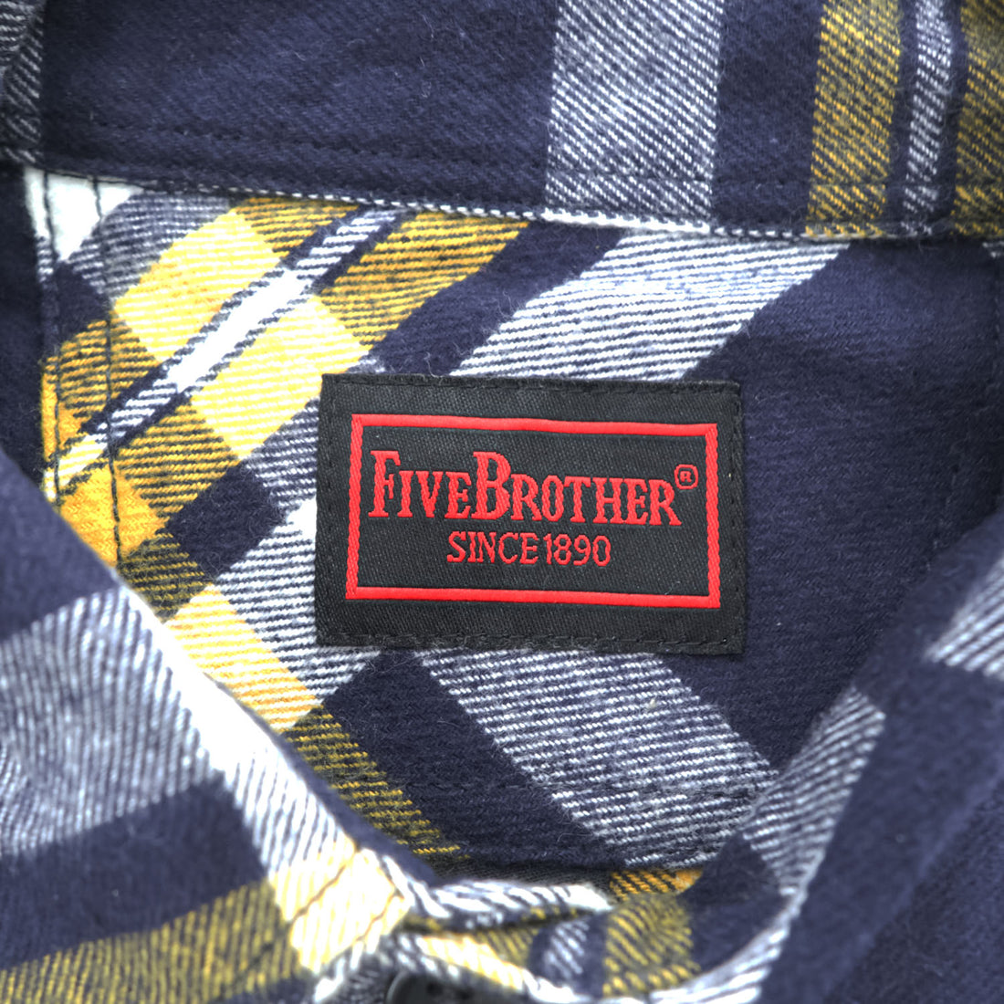 FIVE BROTHER 長袖 チェック フランネルシャツ M イエロー ネイビー ヘビーウェイト 5200