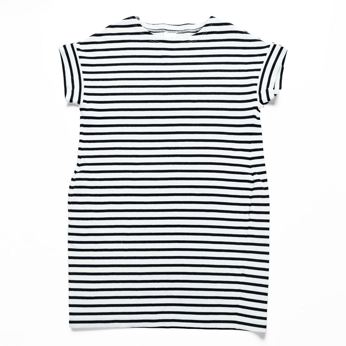 ORCIVAL Made in France 100% Cotton Striped Short Sleeve Dress White Black